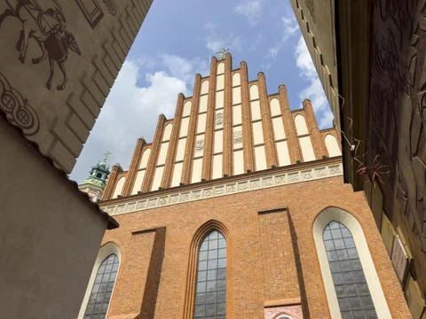 Gothic facade of St John s Archcathedral in Warsaw Old Town, Poland. Historic Stock Photos