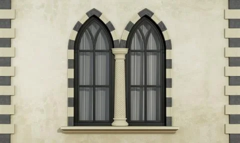 Gothic facade with windows Stock Illustration