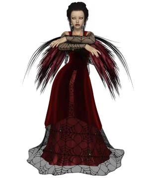 Gothic Fairy in Red Stock Illustration