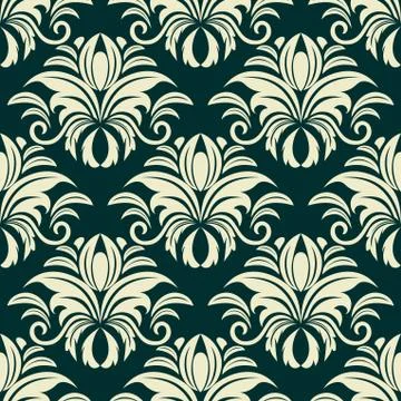 Gothic Floral Pattern Design on Green Background Illustrazione stock