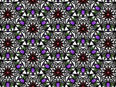 Gothic floral tribal seamless pattern. イラスト素材