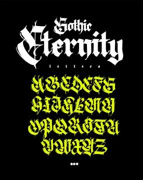 Gothic font from Latin letters. Vector. English alphabet. Medieval European s Stock Illustration