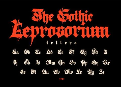 Gothic font from Latin letters. Vector. English alphabet. Medieval European s Stock Illustration