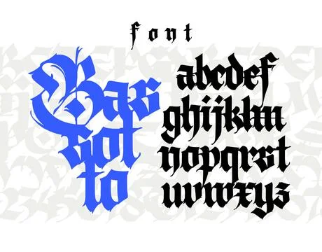 Gothic font from Latin letters. Vector. English alphabet. Medieval European s Stock Illustration