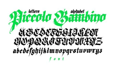 Gothic font from Latin letters. Vector. English alphabet. Medieval European s Stock Illustration