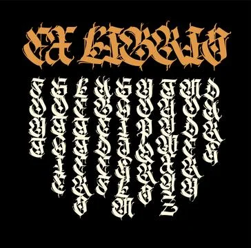 Gothic font from Latin letters. Vector. English alphabet. Medieval European s Stock Illustration