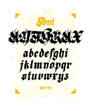 Gothic font from Latin letters. Vector. English alphabet. Medieval European s Stock Illustration