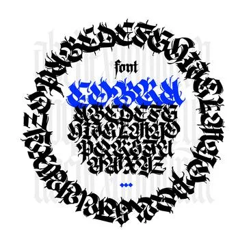 Gothic font from Latin letters. Vector. English alphabet. Medieval European s Stock Illustration