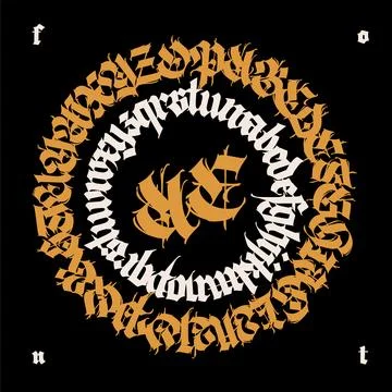 Gothic font from Latin letters. Vector. English alphabet. Medieval European s Stock Illustration