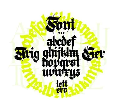 Gothic font from Latin letters. Vector. English alphabet. Medieval European s Stock Illustration