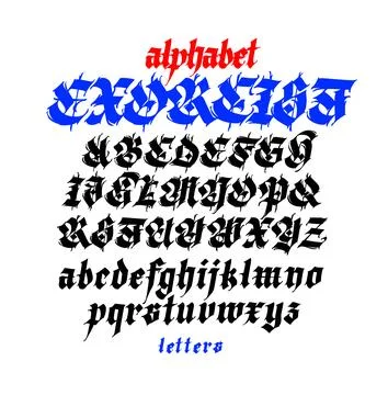 Gothic font from Latin letters. Vector. English alphabet. Medieval European s Stock Illustration