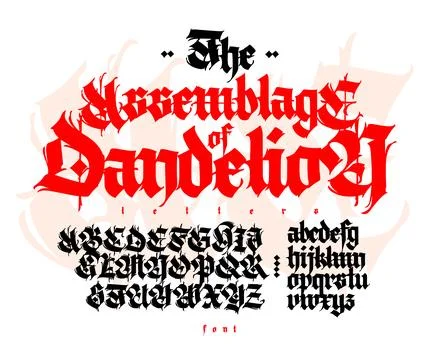 Gothic font from Latin letters. Vector. English alphabet. Medieval European s Stock Illustration