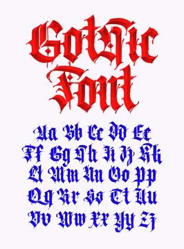 Gothic font from Latin letters. Vector. English alphabet. Medieval European s Stock Illustration