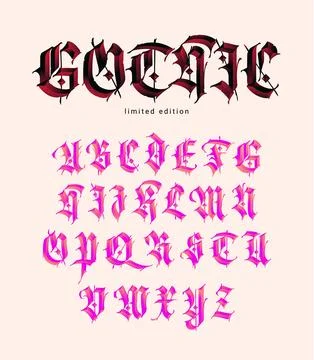 Gothic font from Latin letters. Vector. English alphabet. Medieval European s Stock Illustration