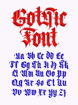 Gothic font from Latin letters. Vector. English alphabet. Medieval European s Stock Illustration