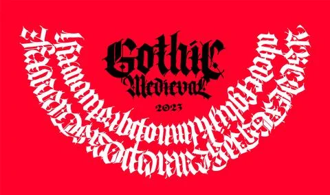 Gothic font from Latin letters. Vector. English alphabet. Medieval European s Stock Illustration