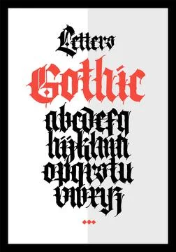 Gothic font from Latin letters. Vector. English alphabet. Medieval European s Stock Illustration