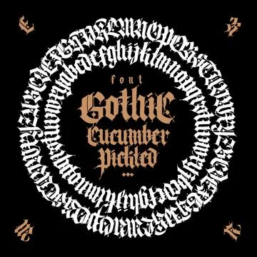 Gothic font from Latin letters. Vector. English alphabet. Medieval European s Stock Illustration