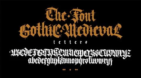 Gothic font from Latin letters. Vector. English alphabet. Medieval European s Stock Illustration
