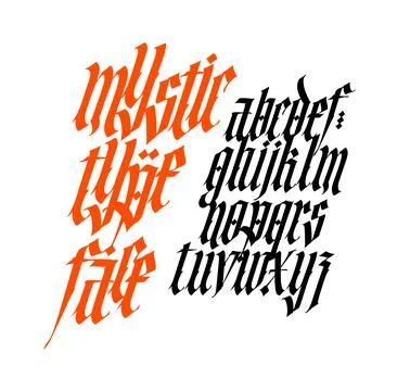 Gothic font from Latin letters. Vector. English alphabet. Medieval European s Stock Illustration