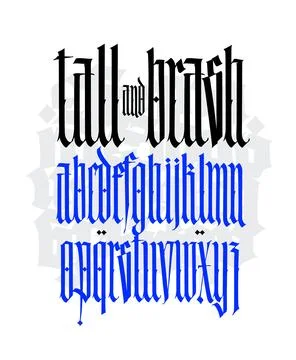 Gothic font from Latin letters. Vector. English alphabet. Medieval European s Stock Illustration