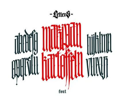 Gothic font from Latin letters. Vector. English alphabet. Medieval European s Stock Illustration