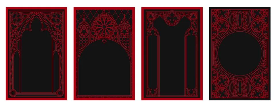 Gothic frames, border with medieval window pattern Stock Illustration