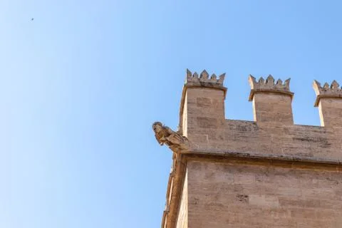 Gothic gargoyle bas relief on an ancient historical building in Valencia Stock Photos