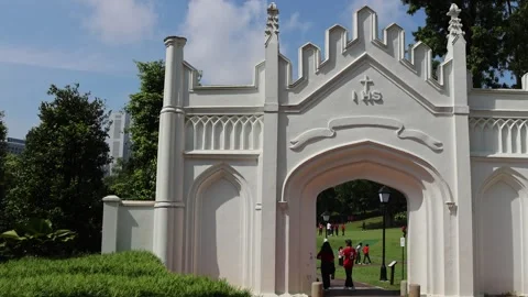 Gothic Gate in the Fort Canning Park, Singapore. Stock Footage 314534123
