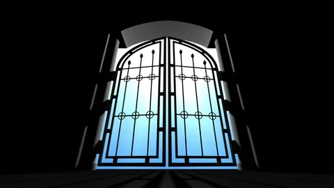 Gothic Gates Open Stock Footage 97897384