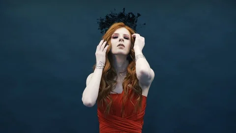 Gothic girl poses for the camera Stock Footage 126525343
