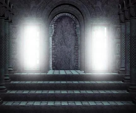 Gothic hall premade medieval backdrop Stock Photos