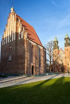 Gothic, historic temples during summer in Poznan Stock Photos