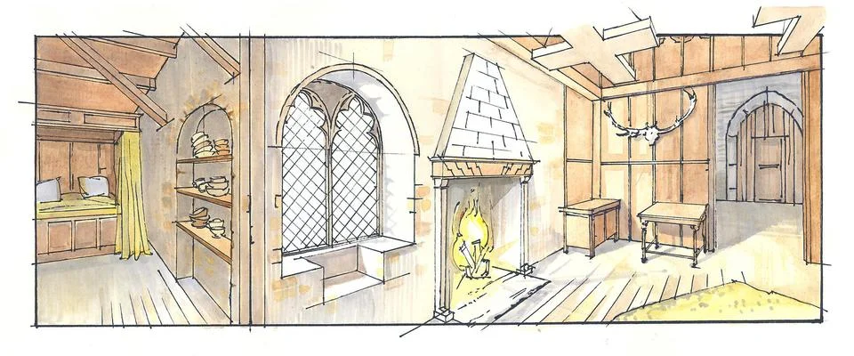 Gothic interior Stock Illustration