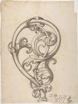 Gothic Leaf Scroll (Top of a Crozier?) 1899 J. Gruenwald German. Gothic Lea.. Stock Illustration