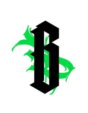 Gothic, letter B. Vector. Graffiti, tags in Gothic medieval style. Signs and Stock Illustration