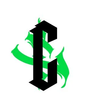 Gothic, letter C. Vector. Graffiti, tags in Gothic medieval style. Signs and Stock Illustration