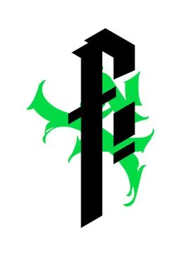 Gothic, letter F. Vector. Graffiti, tags in Gothic medieval style. Signs and Stock Illustration