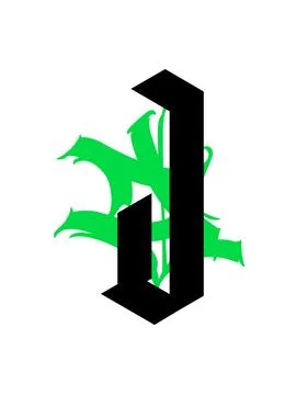 Gothic, letter J. Vector. Graffiti, tags in Gothic medieval style. Signs and Stock Illustration