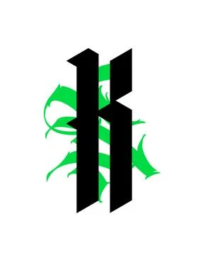 Gothic, letter K. Vector. Graffiti, tags in Gothic medieval style. Signs and Stock Illustration