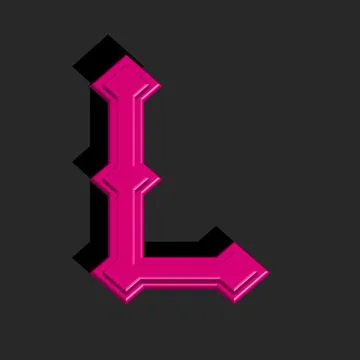 Gothic letter L logo 3d initial monogram, pink symbol old alphabet identity c Stock Illustration