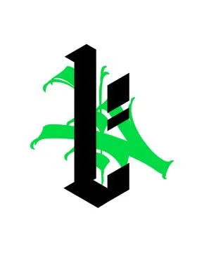 Gothic, letter L. Vector. Graffiti, tags in Gothic medieval style. Signs and Stock Illustration