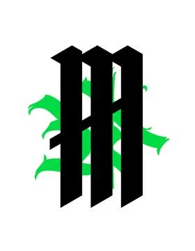 Gothic, letter M. Vector. Graffiti, tags in Gothic medieval style. Signs and Stock Illustration