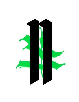 Gothic, letter N. Vector. Graffiti, tags in Gothic medieval style. Signs and Stock Illustration