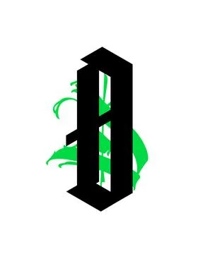 Gothic, letter O. Vector. Graffiti, tags in Gothic medieval style. Signs and Stock Illustration