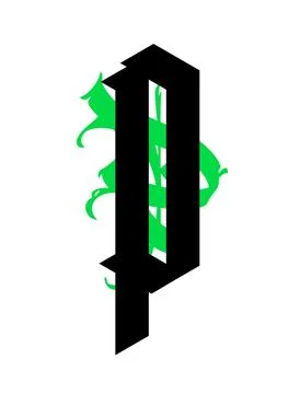 Gothic, letter P. Vector. Graffiti, tags in Gothic medieval style. Signs and Stock Illustration