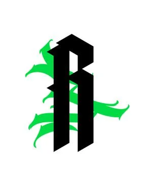 Gothic, letter R. Vector. Graffiti, tags in Gothic medieval style. Signs and Stock Illustration