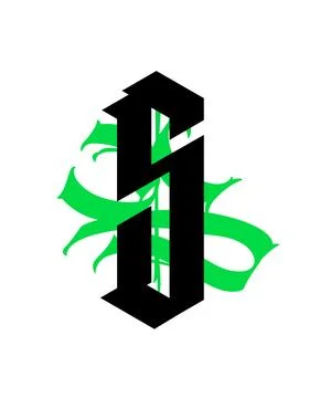 Gothic, letter S. Vector. Graffiti, tags in Gothic medieval style. Signs and Stock Illustration