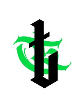 Gothic, letter T. Vector. Graffiti, tags in Gothic medieval style. Signs and Stock Illustration