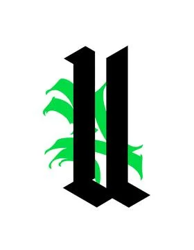 Gothic, letter U. Vector. Graffiti, tags in Gothic medieval style. Signs and Stock Illustration